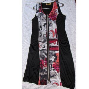 CRISCA women’s Dress Full Zip Pockets, Size L, White/Black